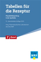 Pharmazeutische Laboratorium des DAC, Pharmazeutisches Laboratorium des DAC, NR, NRF, Pharmazeutisches Laboratorium des DAC/NRF - Tabellen für die Rezeptur