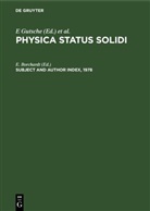 E. Borchardt, P. Görlich, E. Gutsche, K. Müller - Physica status solidi: Subject and Author Index, 1978