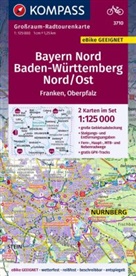 KOMPASS-Karten GmbH, KOMPASS-Karten GmbH - KOMPASS Großraum-Radtourenkarte 3710 Bayern Nord, Baden-Württemberg Nord/Ost, 1:125.000