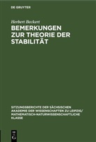 Herbert Beckert - Bemerkungen zur Theorie der Stabilität