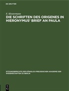 E. Klostermann - Die Schriften des Origenes in Hieronymus' Brief an Paula