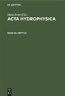 Hans Ertel - Acta Hydrophysica - Band 28, Heft 1/2: Acta Hydrophysica. Band 28, Heft 1/2