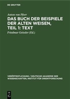 Anton von Pforr, Friedmar Geissler - Das Buch der Beispiele der alten Weisen, Teil 1: Text