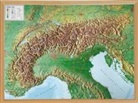 Mario Engelhardt, André Markgraf, Georelief Dresden, georelief GbR - Alpen, Reliefkarte 1:1.2.000.000 mit Naturholzrahmen