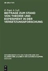 A. Luft, B. Pegel - Beitrage zum Stand von Theorie und Experiment in der Versetzungsforschung