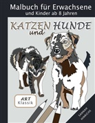 Sannah Hinrichs - Klassik Art Malbuch für Erwachsene und Kinder ab 8 Jahren - Katzen und Hunde