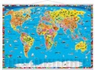 Dirk Krüger, Doris Schönhoff - Illustrierte politische Weltkarte, Planokarte m. Metallbeleistung