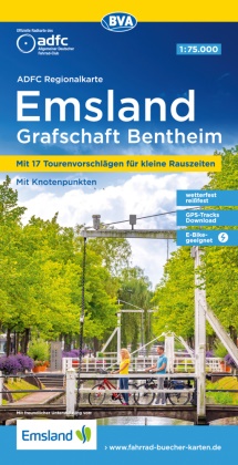 Allgemeiner Deutscher Fahrrad-Club e.V. (ADFC),  Bike,  BVA BikeMedia GmbH, Allgemeiner Deutscher Fahrrad-Club e V (ADFC - ADFC-Regionalkarte Emsland Grafschaft Bentheim, 1:75.000, mit Tagestourenvorschlägen, reiß- und wetterfest, E-Bike-geeignet, mit Knotenpunkten, GPS-Tracks Download