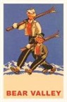 The Vintage Journal Mom and Boy with Skis on Shoulders, Bear Valley