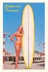 The Vintage Journal Blonde Woman with Tall Surfboard, California