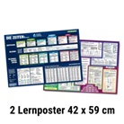 Henry Fischer, Philipp Hunstein - mindmemo Lernposter 2er Set - Deutsche Zeiten + Wortarten Grammatik lernen Grundwissen Lernhilfe
