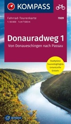 KOMPASS-Karten GmbH - KOMPASS Fahrrad-Tourenkarte Donauradweg 1, von Donaueschingen nach Passau 1:50.000