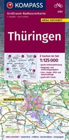 KOMPASS-Karten GmbH - KOMPASS Großraum-Radtourenkarte 3707 Thüringen, 1:125.000