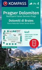 KOMPASS-Karten GmbH - KOMPASS Wanderkarte 145 Pragser Dolomiten, Naturpark Fanes-Sennes-Prags, Dolomiti di Braies, Parco Naturale Fanes-Senes-Braies 1:25.000