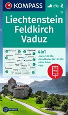 KOMPASS-Karten GmbH - KOMPASS Wanderkarte 21 Liechtenstein, Feldkirch, Vaduz 1:50.000