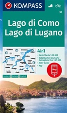 KOMPASS-Karten GmbH - KOMPASS Wanderkarte 91 Lago di Como, Lago di Lugano 1:50.000