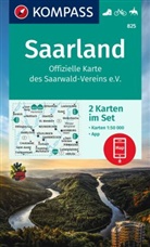 KOMPASS-Karten GmbH - KOMPASS Wanderkarten-Set 825 Saarland, Offizielle Karte des Saarwald-Vereins e.V. (2 Karten) 1:50.000