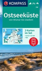 KOMPASS-Karten GmbH - KOMPASS Wanderkarten-Set 739 Ostseeküste von Wismar bis Usedom (3 Karten) 1:50.000