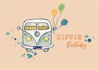 Holzschliffkarte / VW-Bus Hippie Birthday