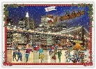 Postkarte / USA-Edition - New York, Brooklyn Bridge, Merry Christmas / quer