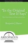 Benjamin J Baxter - "In the Original Text It Says"