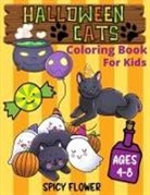 Spicy Flower - Halloween cute cats coloring book for kids ages 4-8