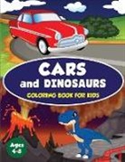 Amazing Activity Press, Amazing Activity Press - Cars and Dinosaurs Coloring Book for Kids Ages 4-8