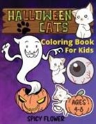 Spicy Flower - Halloween cute cats coloring book for kids ages 4-8