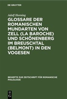 Adolf Horning - Glossare der romanischen Mundarten von Zell (La Baroche) und Schönenberg im Breuschtal (Belmont) in den Vogesen