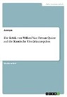 Anonym - Die Kritik von Willard Van Orman Quine auf die Kantische Urteilskonzeption