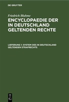 Friedrich Bluhme - Friedrich Bluhme: Encyclopaedie der in Deutschland geltenden Rechte. Das Öffentliche Recht - Abteilung 3. Lieferung 1: System des in Deutschland geltenden Strafrechts