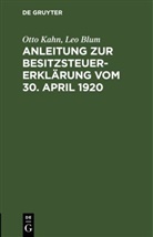 Leo Blum, Otto Kahn - Anleitung zur Besitzsteuererklärung vom 30. April 1920