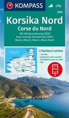 KOMPASS Wanderkarten-Set 2250 Korsika Nord, Corse du Nord, Weitwanderweg GR20 (3 Karten) 1:50.000
