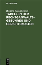 Richard Berolzheimer - Tabellen der Rechtganwaltsgebühren und Gerichtskosten