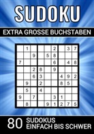 Sudoku Puzzlebücher, Sudoku Puzzlebücher - Sudoku extra grosse Buchstaben - 80 Sudokus einfach bis schwer