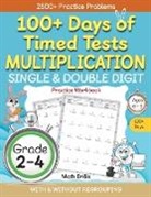 Abczbook Press - 100+ Days of Timed Tests Multiplication, Single & Double Digit Practice Workbook, With and without Regrouping, Grades 2 - 4, Ages 6 - 9