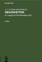 J. C. B. Mohr (Paul Siebeck), J. C. B. Mohr (Paul Siebeck), H. Laupp¿sche Buchhandlung, H. Laupp'sche Buchhandlung - J. C. B. Mohr (Paul Siebeck): Neuigkeiten - 3/1934: J. C. B. Mohr (Paul Siebeck): Neuigkeiten. 3/1934