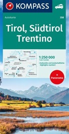 KOMPASS Autokarte Tirol, Südtirol, Trentino/Tirolo, Alto Adige, Trentino 1:250.000