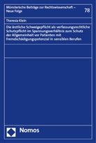 Theresia Klein, Theresia Maria Klein - Die ärztliche Schweigepflicht als verfassungsrechtliche Schutzpflicht im Spannungsverhältnis zum Schutz der Allgemeinheit vor Patienten mit Fremdschädigungspotenzial in sensiblen Berufen
