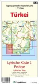 Jens Uwe Mollenhauer - Lykische Küste 1 - Fethiye - Lykischer Weg - Topographische Wanderkarte 1:75.000 Türkei (Blatt 7.1)