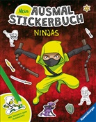 Timo Grubing, Timo Grubing - Ravensburger Mein Ausmalstickerbuch Ninjas - Großes Buch mit über 250 Stickern, viele Sticker zum Ausmalen