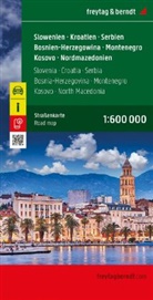 freytag &amp; berndt, freytag &amp; berndt - Slowenien - Kroatien - Serbien - Bosnien-Herzegowina - Montenegro - Kosovo - Nordmazedonien, Straßenkarte 1:600.000, freytag & berndt