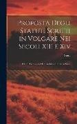 Siena - Proposta Degli Statuti Scritti in Volgare Nei Secoli XIII E Xiv: Che Si Trovano Nel R0. Archivio Di Stato in Siena
