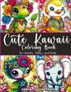 Vibrant Visions - Cute Kawaii Coloring Book for Adults, Teens, and Kids-Adorned with Jewelry and Floral Designs-Cat, Dog, Duck, Fairy, Elephant, Giraffe, Cow, Pig, and More