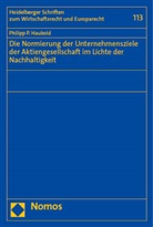 Philipp P Haubold, Philipp P. Haubold - Die Normierung der Unternehmensziele der Aktiengesellschaft im Lichte der Nachhaltigkeit