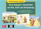 Catharina Fastenmeier, Petra Lefin - Jesus begegnen: Geschichten von Mut, Kraft und Veränderung. 3 x 5 Kinderbibel-Bildkarten. Mit Arbeitsblättern für Klasse 3 und 4. Kamishibai Bildkartenset