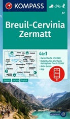 KOMPASS Wanderkarte 87 Breuil-Cervinia, Zermatt 1:50.000