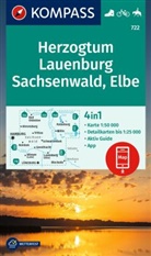 KOMPASS Wanderkarte 722 Herzogtum Lauenburg, Sachsenwald, Elbe 1:50.000