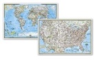National Geographic Maps - National Geographic World and United States Maps - Classic (Poster Size: 36 X 24 In) [Map Pack Bundle]
