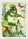 Postkarte. Sweet Memories. Froschkönig mit Querflöte / ohne Text / hoch